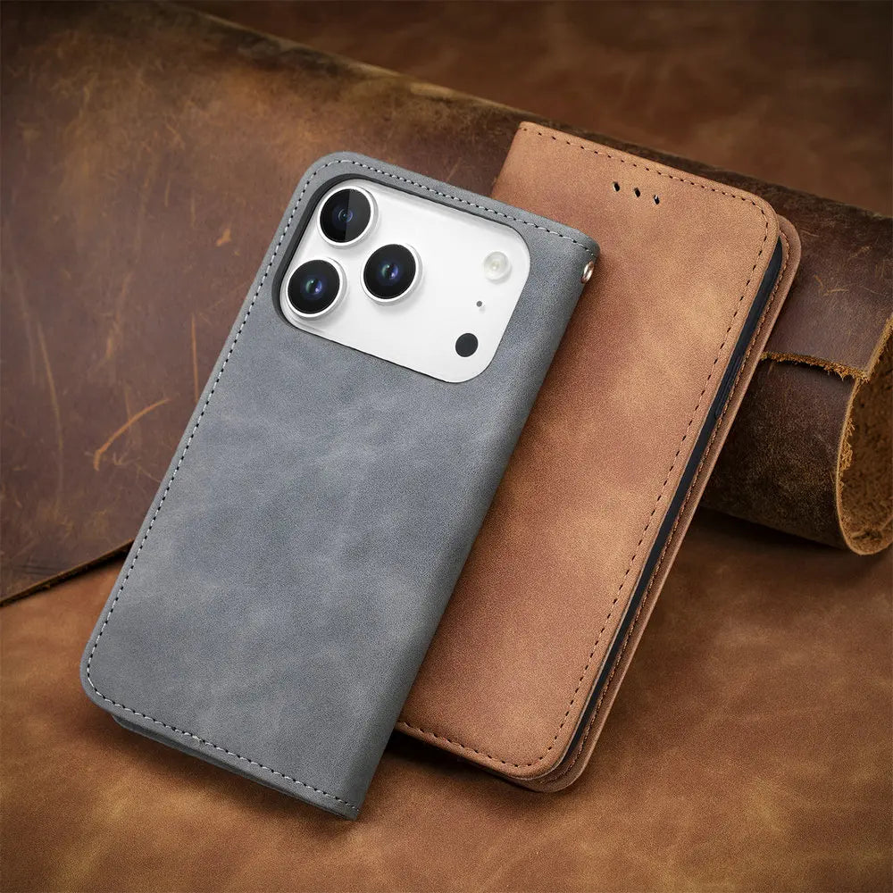 For iPhone 17 Pro Max 2025 Luxury Case Smooth Leather 360 Protect iPhone17 Air Case iPhone 17 ProMax 17Air Magnetic Flip Cover