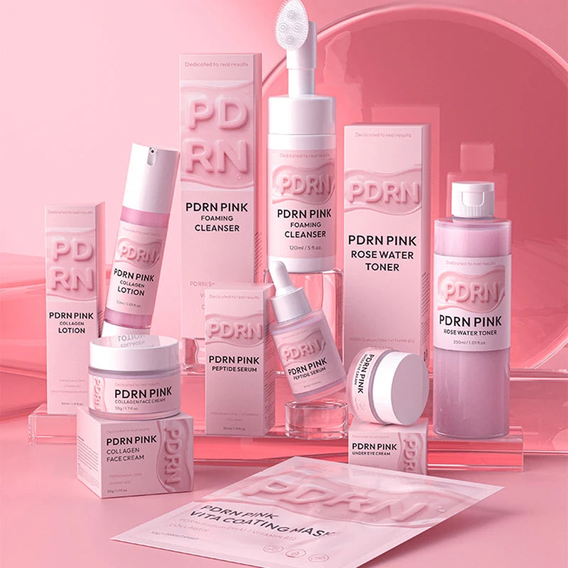 PDRN Pink Skincare Set Salmon Dna Collagen Vita Coating Mask Lift Firm Skin Make Skin Glow Moisturizing Nourishing Skincare Set