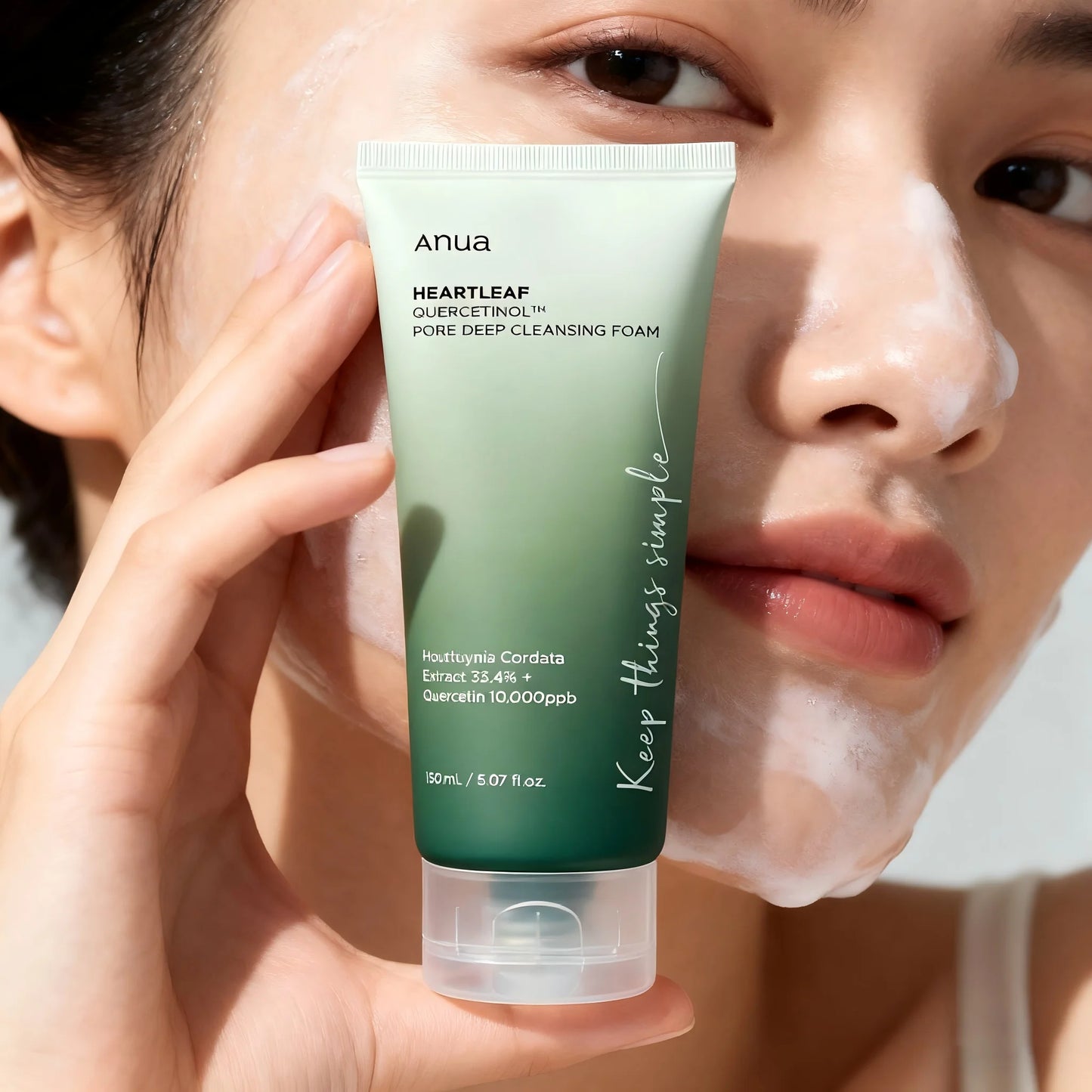 ANUA Heartleaf Quercetin Pore Deep Cleansing Foam, Cleanser, Double Cleanse, BHA, Hyaluronic Acid, Cleanser, Korean Skincare