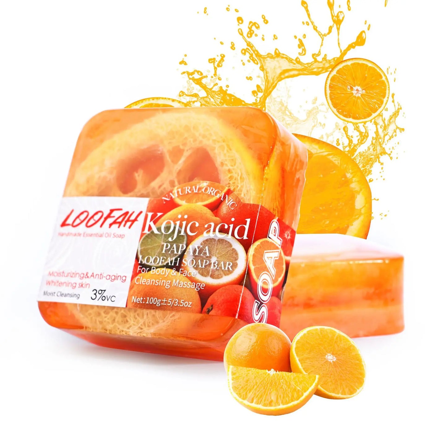 Lemon Loofah Soap 100g with Rose & Sea Salt, Exfoliating & Cleansing Handmade Bar for Face & Body