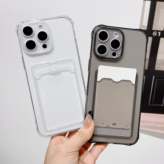For iPhone 17 16 15 14 13 12 11 Pro Xs Max Air 16e XR 7 8 6 6s Plus SE 2020 2022 Case Clear ID ATM Card Slot Protection Cover