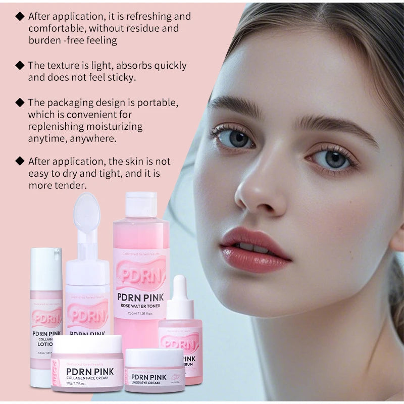 PDRN Pink Skincare Set Salmon Dna Collagen Vita Coating Mask Lift Firm Skin Make Skin Glow Moisturizing Nourishing Skincare Set