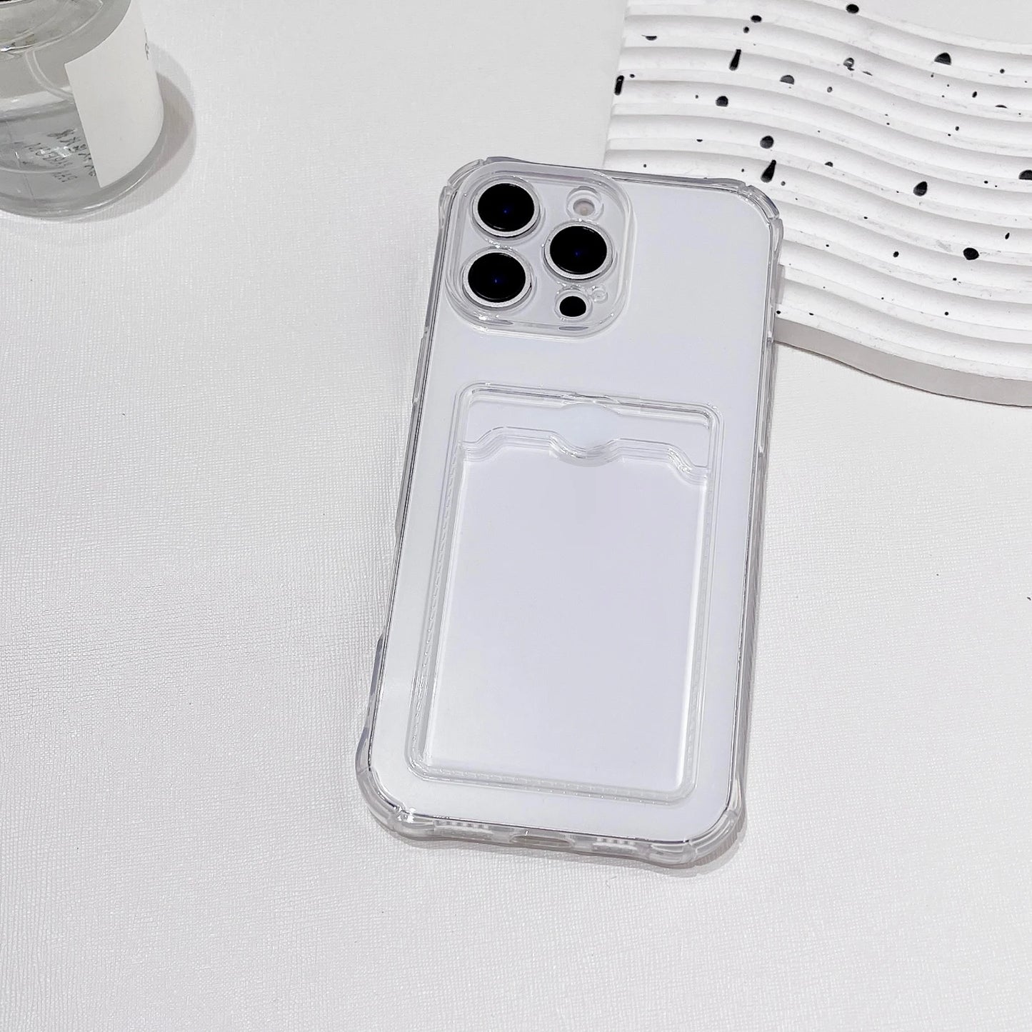 For iPhone 17 16 15 14 13 12 11 Pro Xs Max Air 16e XR 7 8 6 6s Plus SE 2020 2022 Case Clear ID ATM Card Slot Protection Cover