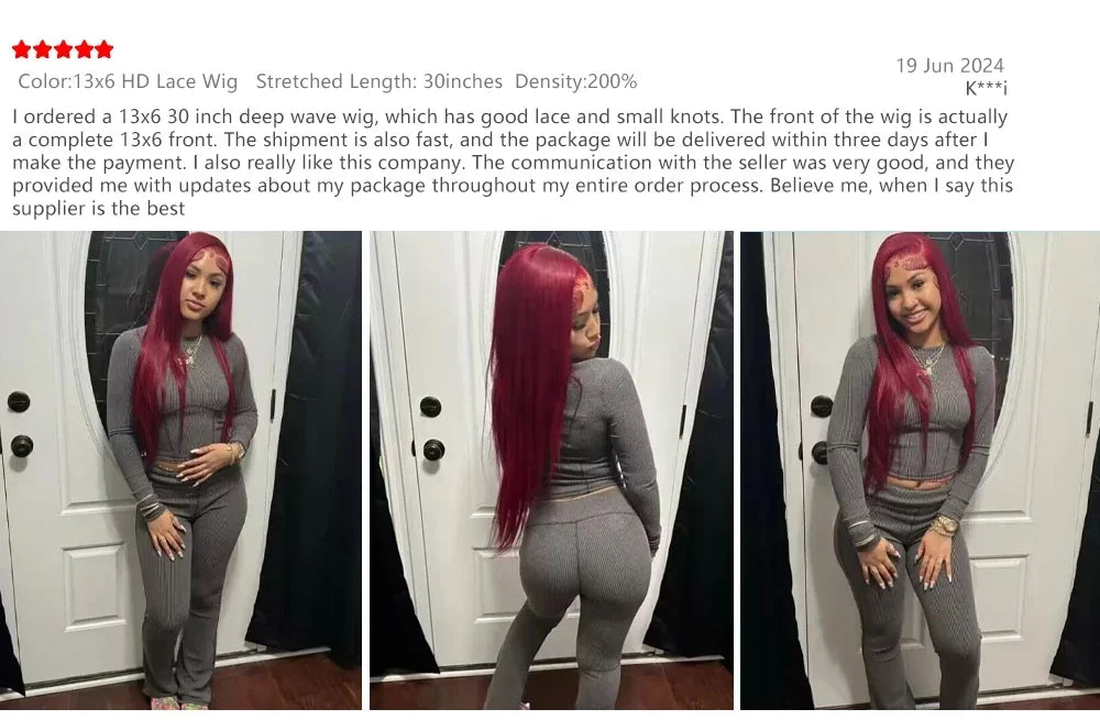 Burgundy 13x4 HD Lace Frontal Human Hair Wig Straight Red 13x6 Lace Front Human Hair Wigs 99J Colored 200% Human Hair Wig 100%