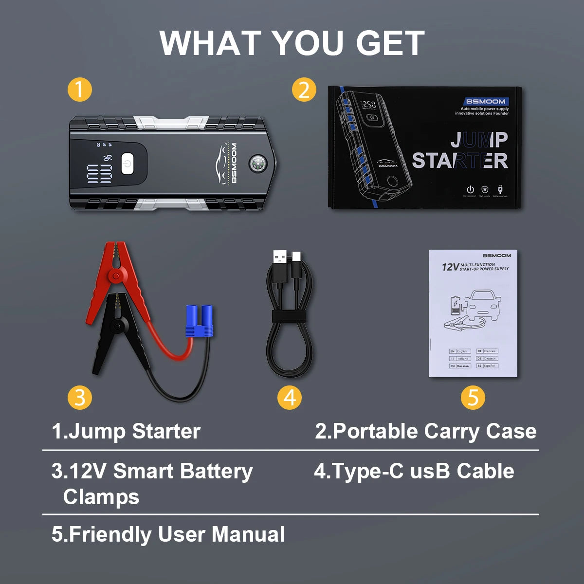 12V Portable Car Jump Starter Automatic Battery Booster Charger 6000A Auto Battery Charger Booster Starting Device