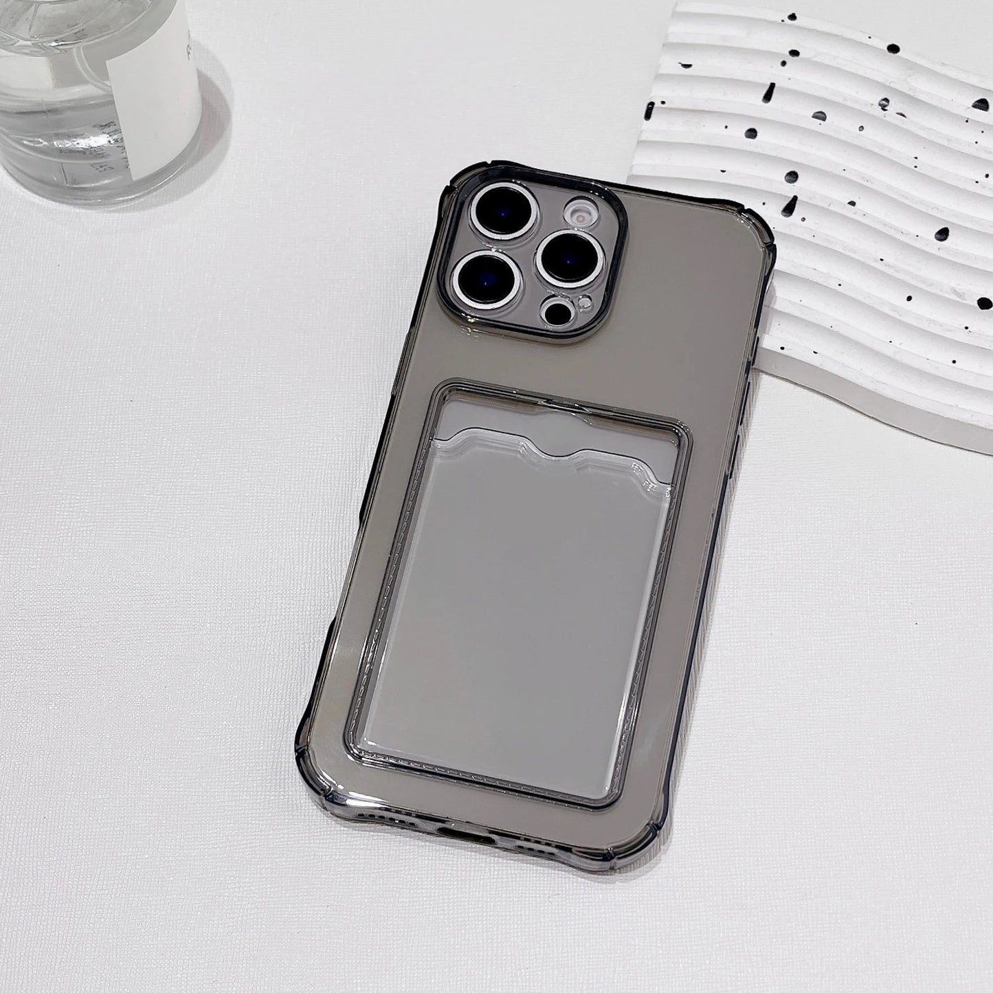 For iPhone 17 16 15 14 13 12 11 Pro Xs Max Air 16e XR 7 8 6 6s Plus SE 2020 2022 Case Clear ID ATM Card Slot Protection Cover