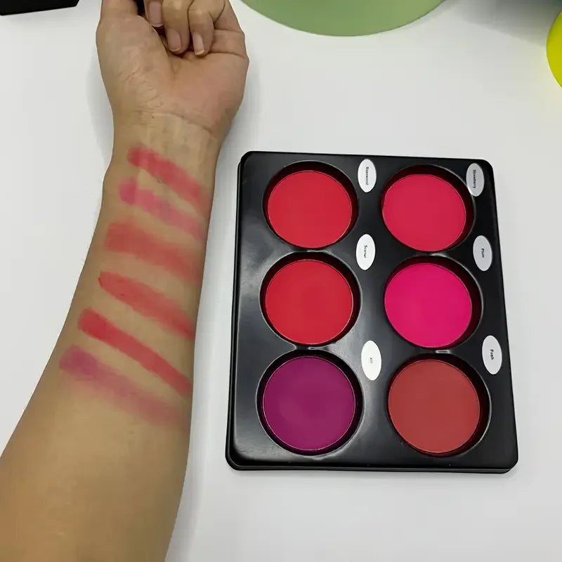 6-Color Blush Palette, Large Size, Natural Contouring Makeup, Matte Blush Makeup Palette, Long-Lasting Coverage