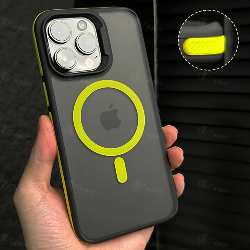 New Bicolor Matte Frosted Magnetic Phone Case For iPhone 17 Air 16 15 14 Plus 13 12 11 Pro Max Shockproof Bumper Hard Cover