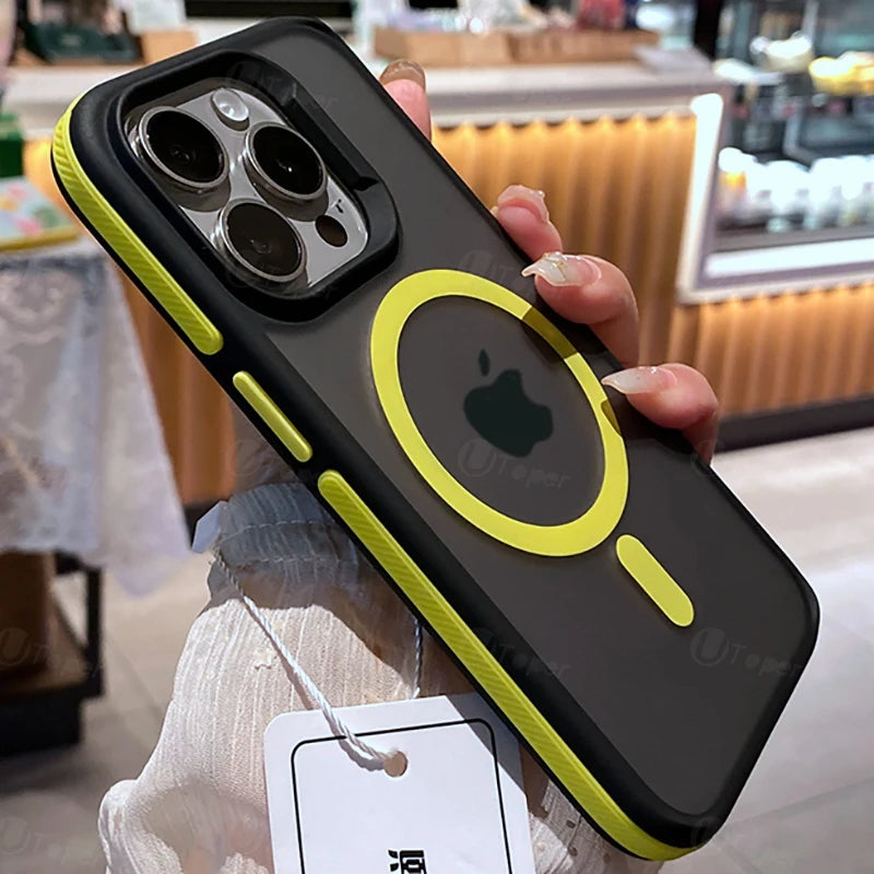 New Bicolor Matte Frosted Magnetic Phone Case For iPhone 17 Air 16 15 14 Plus 13 12 11 Pro Max Shockproof Bumper Hard Cover