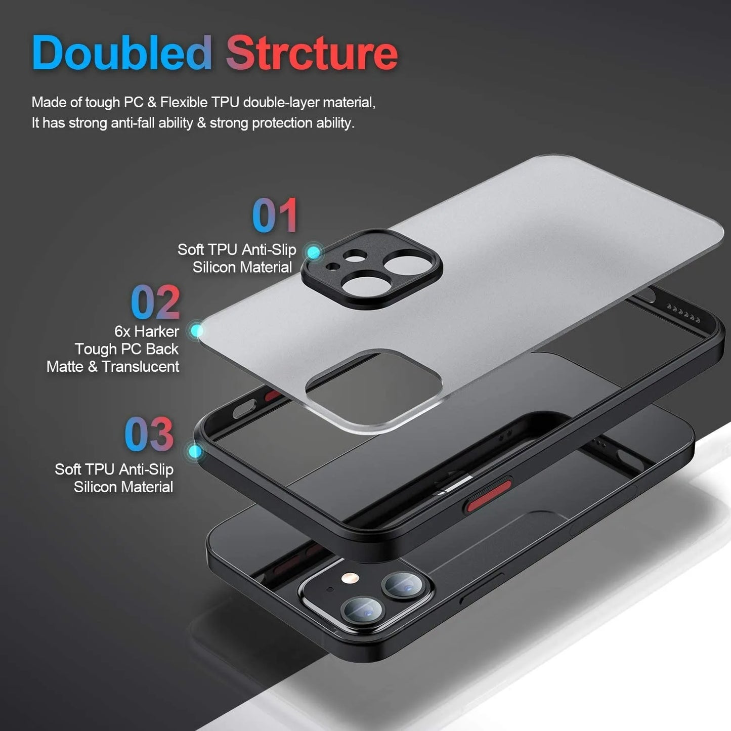For iPhone 17 16 Pro Max Case Armor Shockproof Matte Phone Cases For iPhone17 16 15 14 13 12 Por Max Plus 17Pro Air Clear Cover
