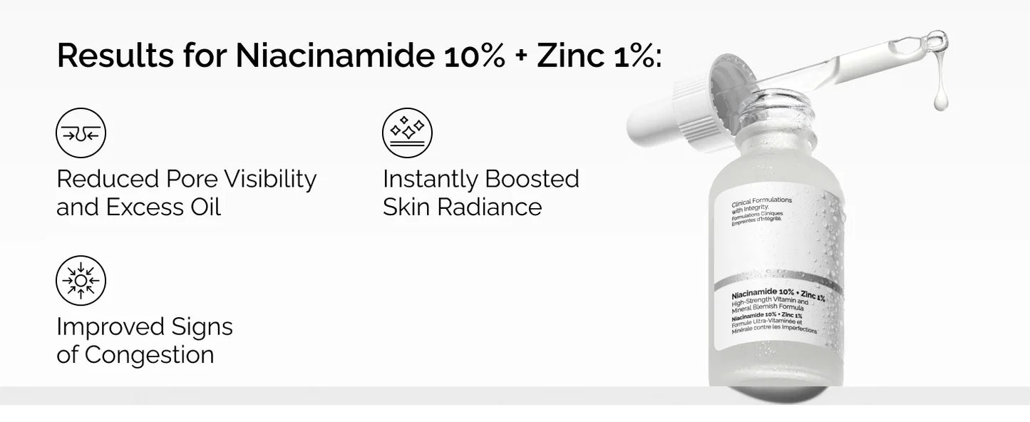 30ml of 10% Niacinamide+1% Zinc, Suitable for Smooth Serum on Skin Prone To Problems, Suitable for Both Men and Women