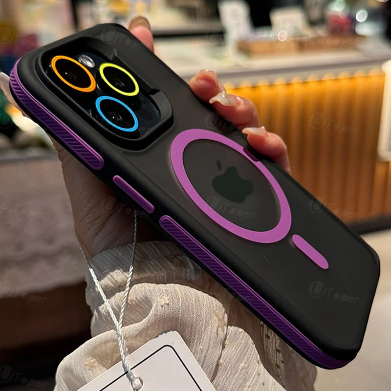 New Bicolor Matte Frosted Magnetic Phone Case For iPhone 17 Air 16 15 14 Plus 13 12 11 Pro Max Shockproof Bumper Hard Cover