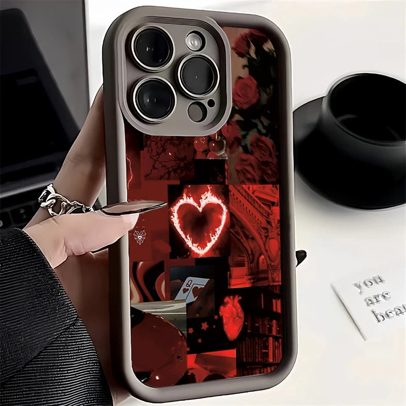 Case For iPhone 17 Cases iPhone 16 Pro Max Case Stylish Red Scenery Case For iPhone 16 12 14 11 13 Pro Max XS XR 7 8 Plus Cover