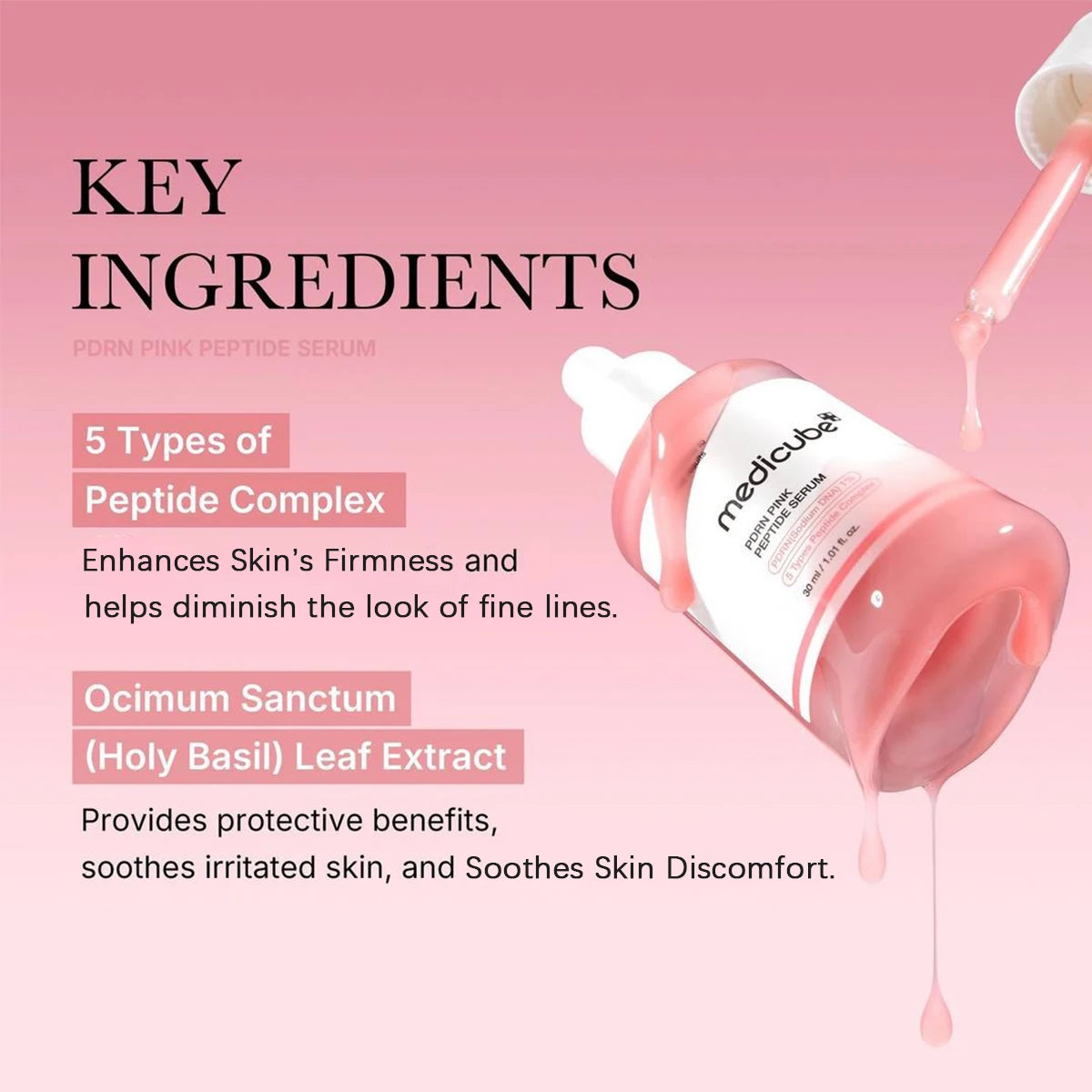 Medicube Salmon DNA PDRN Pink Peptide Serum,Smooth&Fast-Absorbing,Refreshing&Non-Sticky,Moisturizing Feel,K-Beauty,Korean Makeup