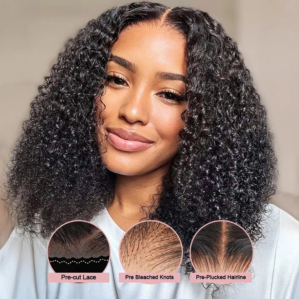 Glueless Deep Wave Bob Wig Brazilian Human Hair 13x4 13x6 HD Lace Front Wig Wear and Go Short Bob For Black Women Pre Plucked