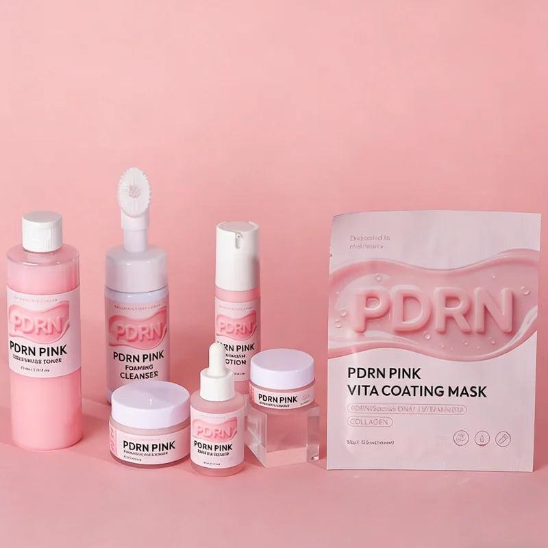 PDRN Pink Skincare Set Salmon Dna Collagen Vita Coating Mask Lift Firm Skin Make Skin Glow Moisturizing Nourishing Skincare Set