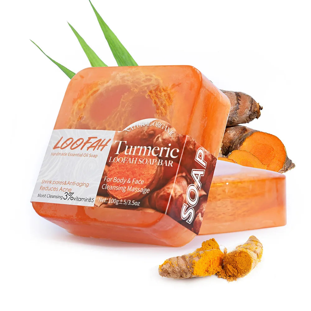 Lemon Loofah Soap 100g with Rose & Sea Salt, Exfoliating & Cleansing Handmade Bar for Face & Body