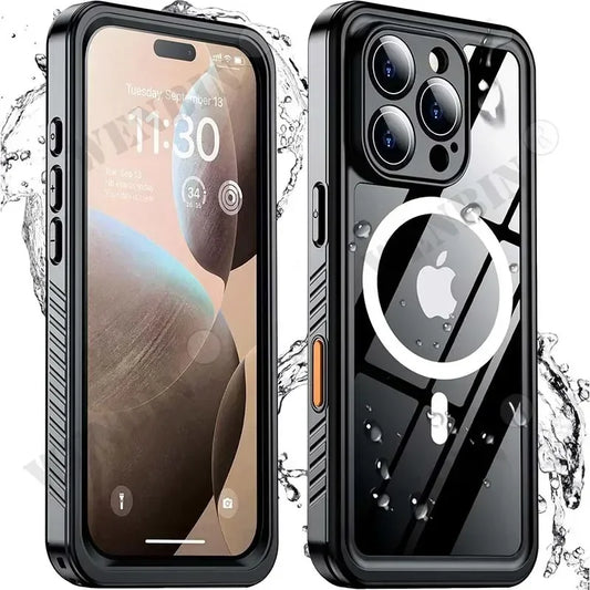 IP68 Waterproof Case For iPhone 17 16 15 Pro Max Plus Full Body Protective Cover Swim Underwater Diving Magsafe Magnetic Fundas