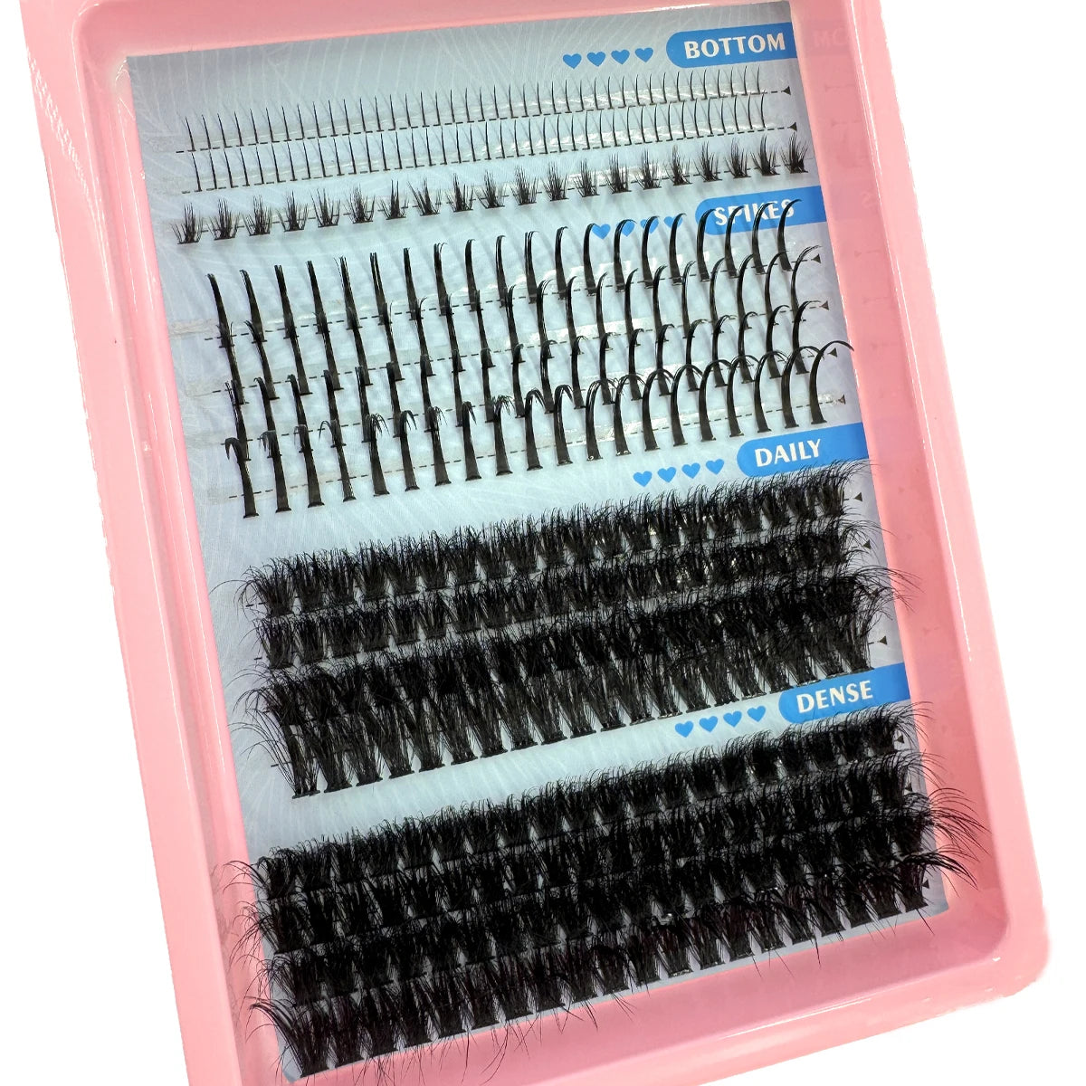 15Rows Lash Clusters Spikes Eyelash Extensions Spiky Lashes Extension Thick Individual Cluster Lashes with Spikes&Bottom Lashes