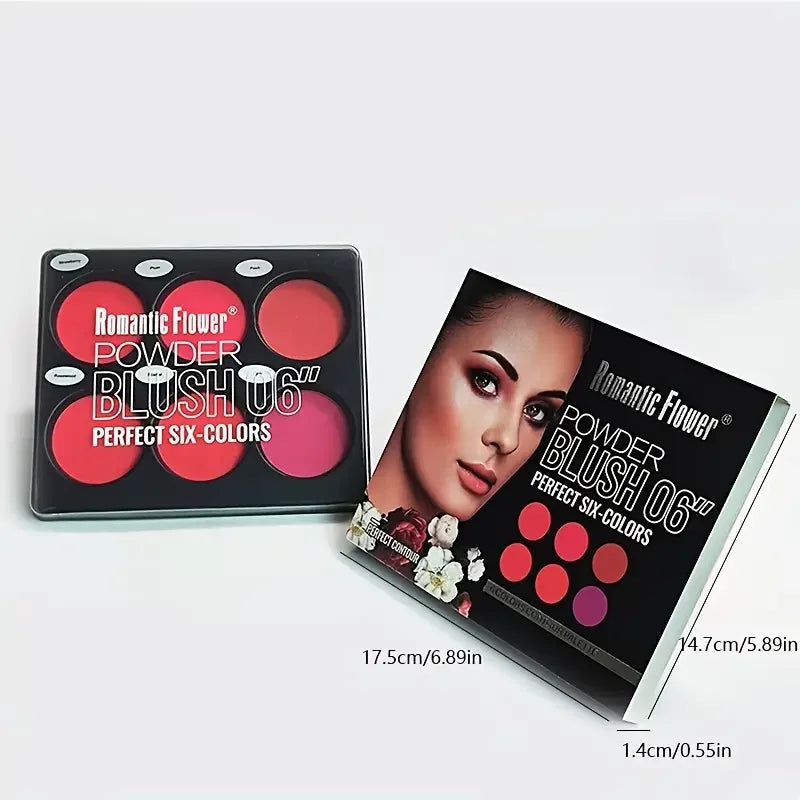 6-Color Blush Palette, Large Size, Natural Contouring Makeup, Matte Blush Makeup Palette, Long-Lasting Coverage
