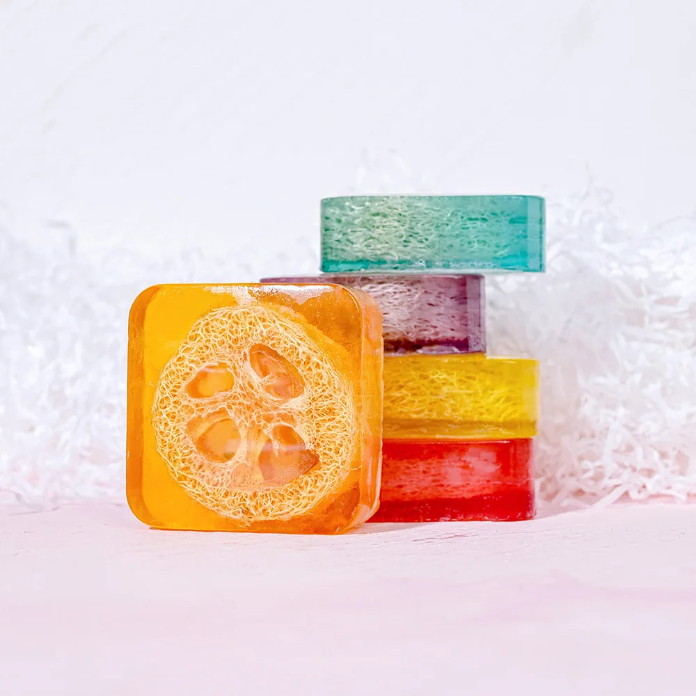Lemon Loofah Soap 100g with Rose & Sea Salt, Exfoliating & Cleansing Handmade Bar for Face & Body