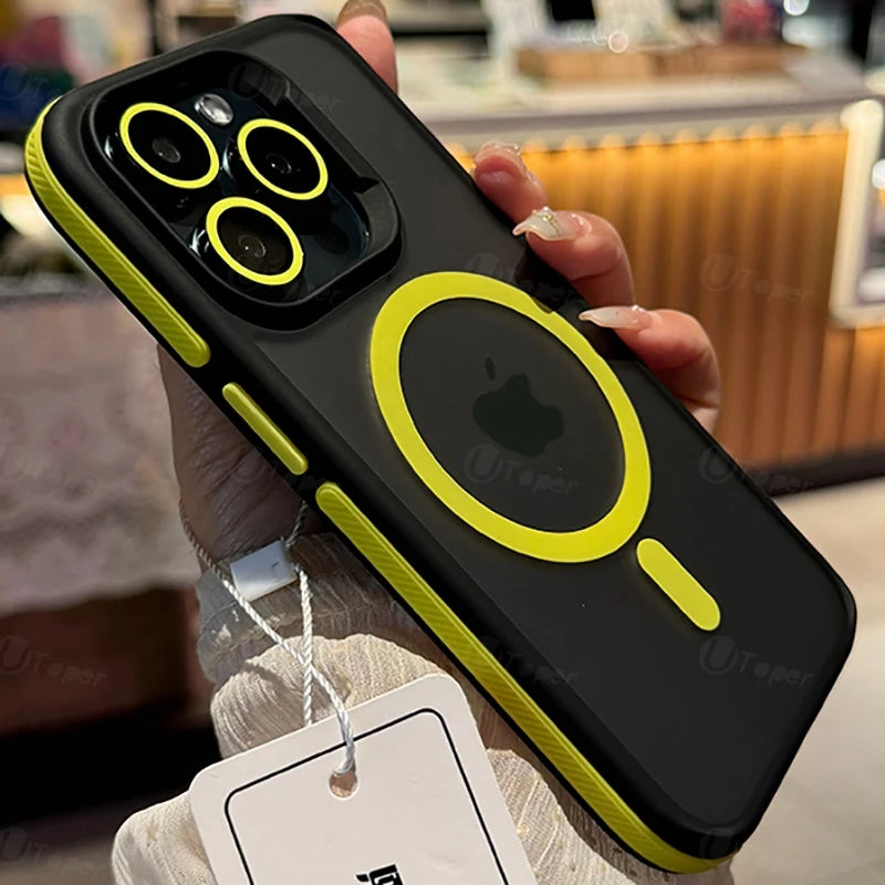 New Bicolor Matte Frosted Magnetic Phone Case For iPhone 17 Air 16 15 14 Plus 13 12 11 Pro Max Shockproof Bumper Hard Cover