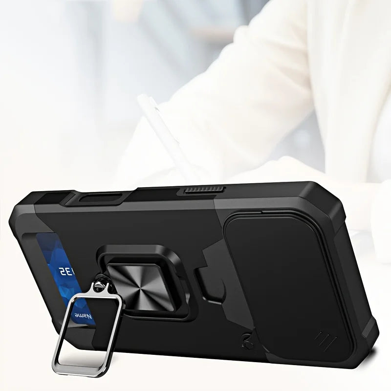 Case For iPhone 17 Pro Max 16 15 14 13 Pro Max Plus Heavy Duty Protection With Sliding Camera Cover And Card Clip Cover Fundas