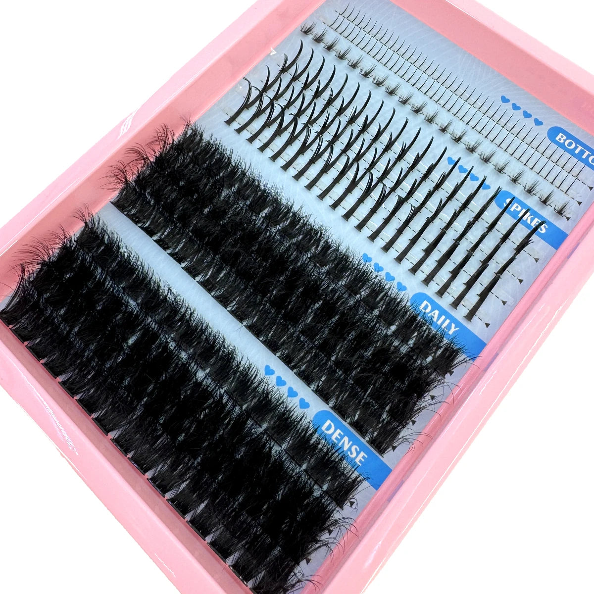 15Rows Lash Clusters Spikes Eyelash Extensions Spiky Lashes Extension Thick Individual Cluster Lashes with Spikes&Bottom Lashes