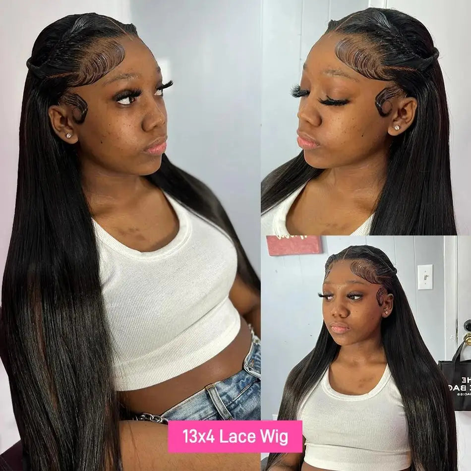 40 42 Inch Bone Straight Human Hair Wigs 13x6 HD Transparent Lace Frontal Wigs Glueless Straight Lace Front Human Hair Wigs