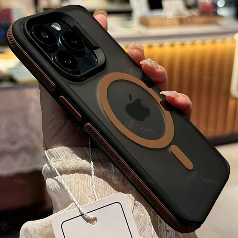 New Bicolor Matte Frosted Magnetic Phone Case For iPhone 17 Air 16 15 14 Plus 13 12 11 Pro Max Shockproof Bumper Hard Cover