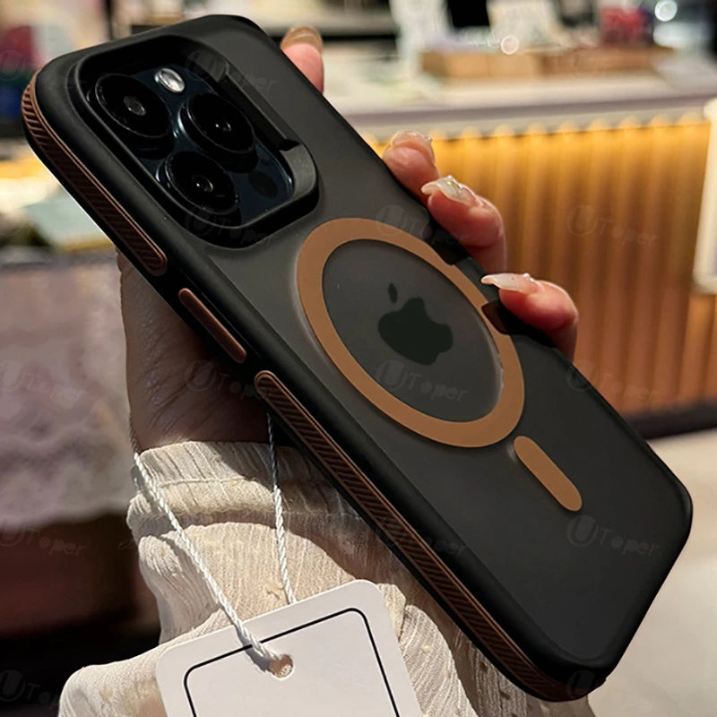 New Bicolor Matte Frosted Magnetic Phone Case For iPhone 17 Air 16 15 14 Plus 13 12 11 Pro Max Shockproof Bumper Hard Cover