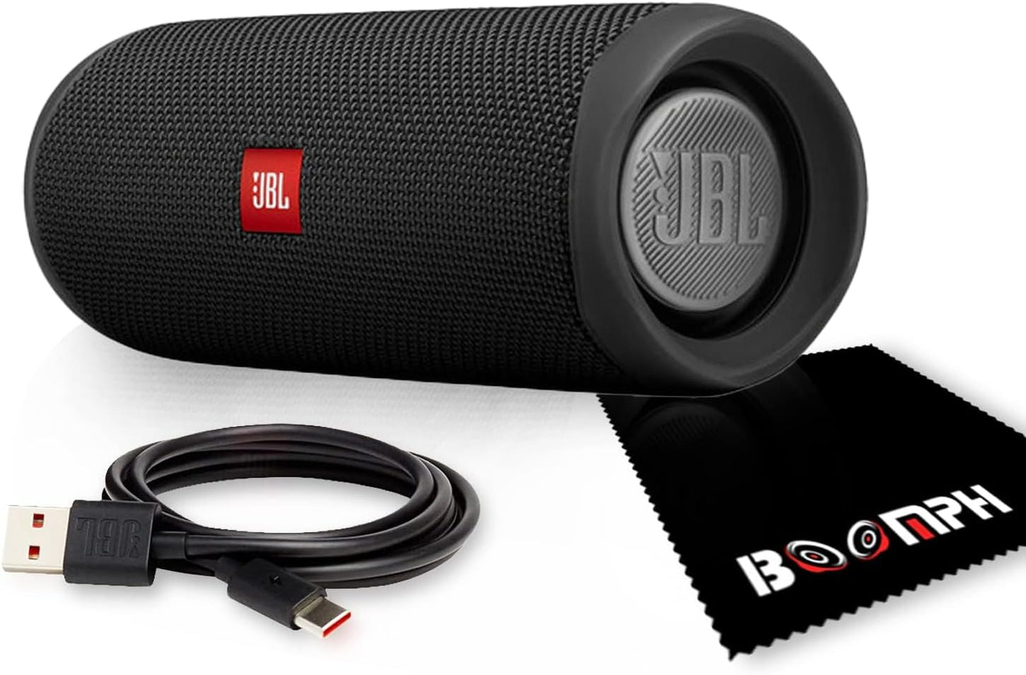 JBL Flip 5: Portable Wireless Bluetooth Speaker, IPX7 Waterproof - Black - Boomph'S Comprehensive Ultimate Performance Cloth Solution for Your On-The-Go Sound Experience