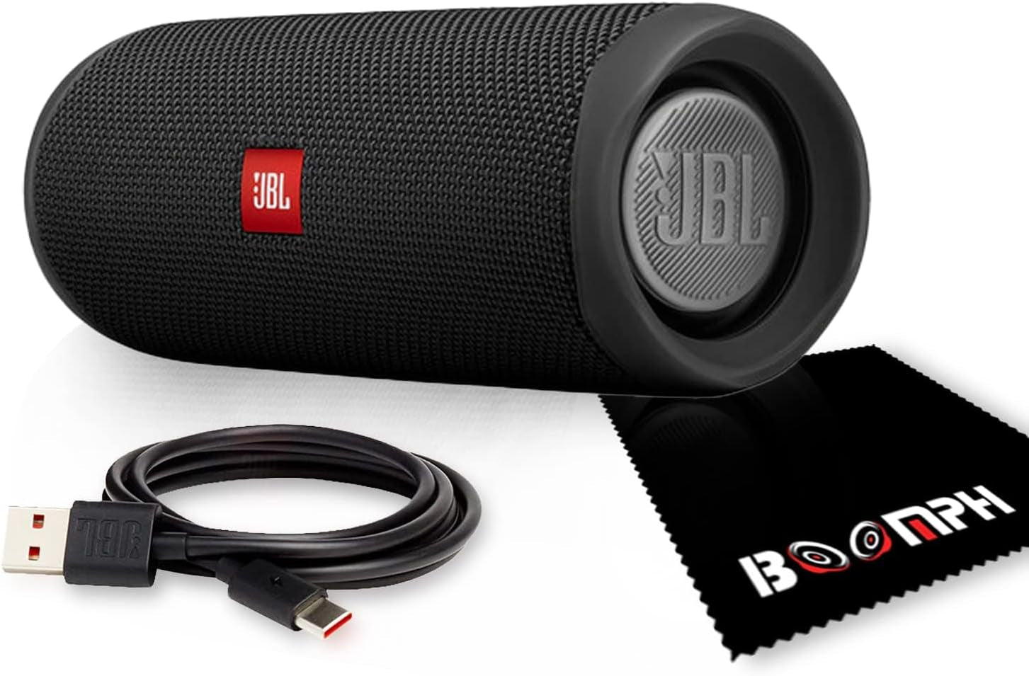 JBL Flip 5: Portable Wireless Bluetooth Speaker, IPX7 Waterproof - Black - Boomph'S Comprehensive Ultimate Performance Cloth Solution for Your On-The-Go Sound Experience