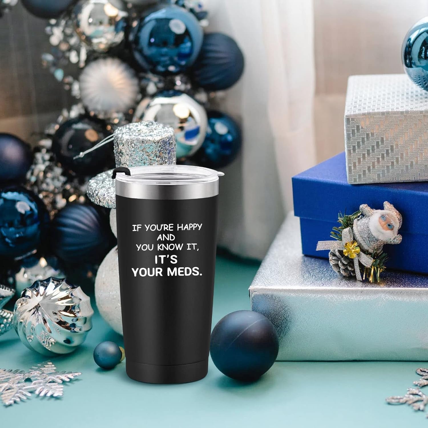 Funny Insulated Stainless Steel Tumbler - It'S Your Meds Coffee Tumbler with Lid, Novelty Birthday Christmas Nursing Graduation Gift for Nurse Doctor Wife Husband Mom Dad Coworker Friends (Black)