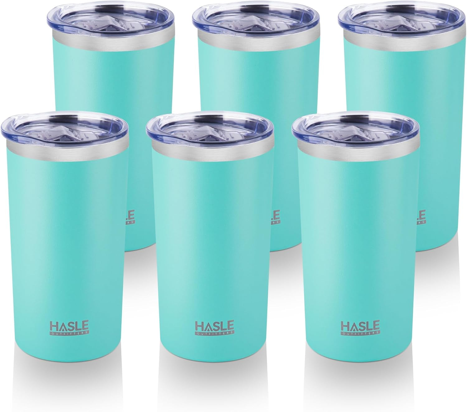 HASLE OUTFITTERS 20 Oz Skinny Tumblers Bulk Set, Stainless Steel Insulated Slim Tumblers with Lids Travel Water Cups(Stainless Steel, 8)