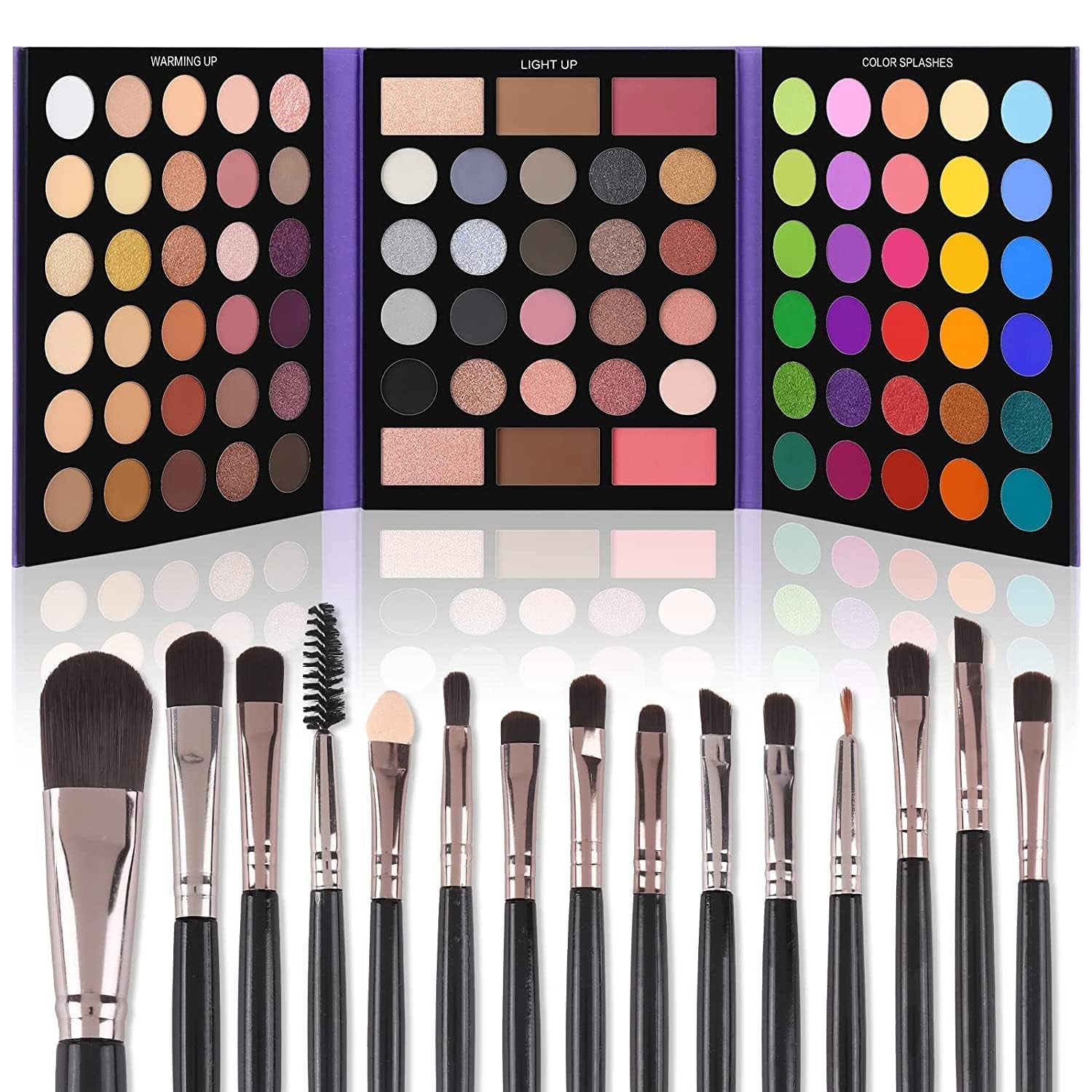 UCANBE Eyeshadow Palette with 15Pcs Brushes Makeup Set, Pigmented 86 Colors Make up Sets Valentine'S Day Gift, Matte Shimmer Glitter Eye Shadow Pallet Highlighter Contour Blush Powder Brush Beauty Kit
