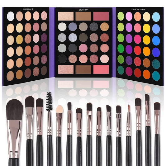 UCANBE Eyeshadow Palette with 15Pcs Brushes Makeup Set, Pigmented 86 Colors Make up Sets Valentine'S Day Gift, Matte Shimmer Glitter Eye Shadow Pallet Highlighter Contour Blush Powder Brush Beauty Kit
