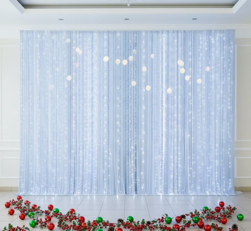 Christmas Lights, 300 LED Christmas Curtain Lights for Christmas Decoration, White, 8 Modes for Indoor Outdoor Wall & Party Décor