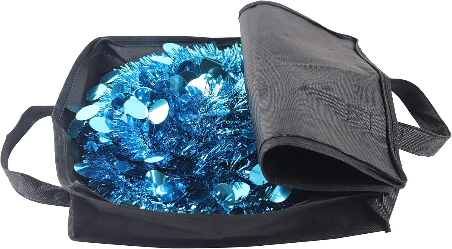 5 Ft Light Blue Tinsel Christmas Tree - Collapsible Pop up Christmas Tree with Bag