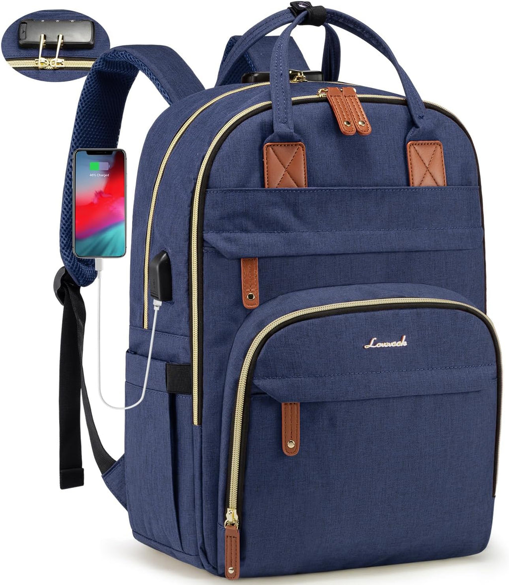 LOVEVOOK Laptop Backpack for Women & Men, Unisex Travel Anti-Theft Work Bag, Business Computer College Backpacks Purse, Casual Hiking Outdoor Carry on Daypack with Lock, Fits 15.6 Inch Laptop, Grey