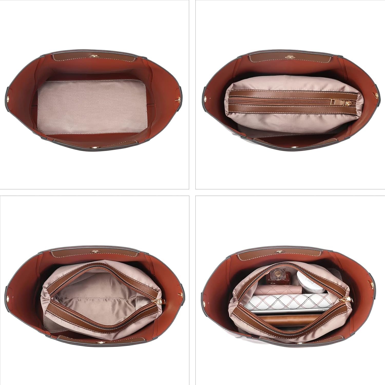 BROMEN Hobo Bags for Women Designer Handbags Vegan Leather Bucket Purse Shoulder Crossbody Bag (Z-Brown)