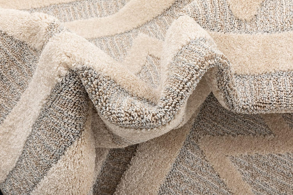 Well Woven Harlow Zara Tribal Moroccan Diamond Pattern Beige High-Low 5'3" X 7'3" Area Rug