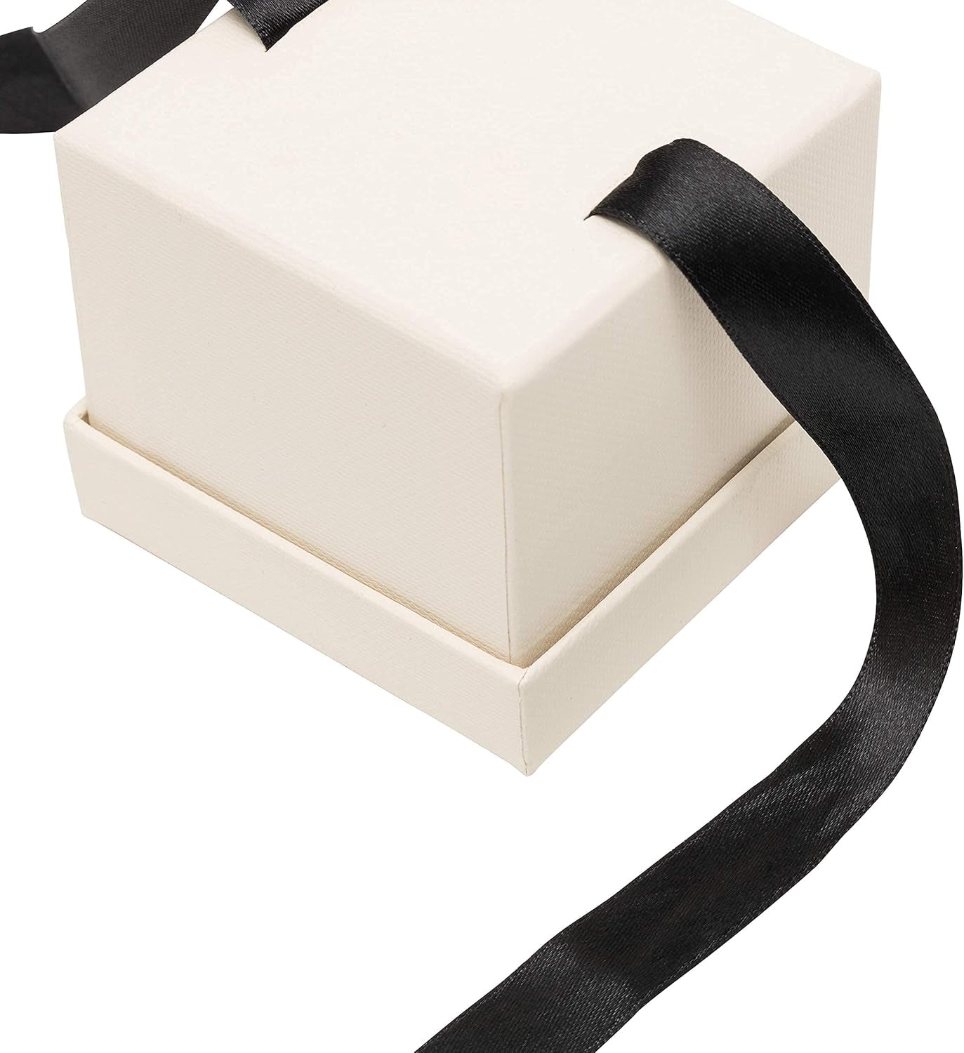 Noble Piano Wood Ring Box - Luxury Engagement Ring Box for Proposal Ring or Special Occasions - Comes with a Two Piece Packer and Ribbon (Black)