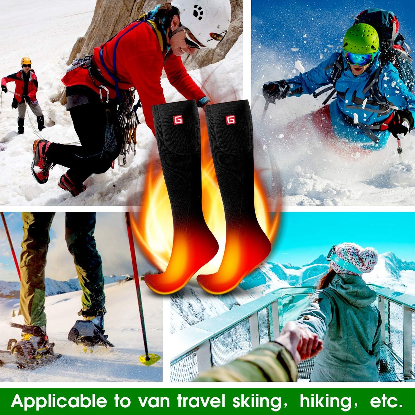 Autocastle Heated Socks for Men Women - Rechargeable Battery Electric Socks for Chronically Cold Feet - Winter Warm Thermal Washable Unisex Foot Warmer for Hunting Skiing Cycling