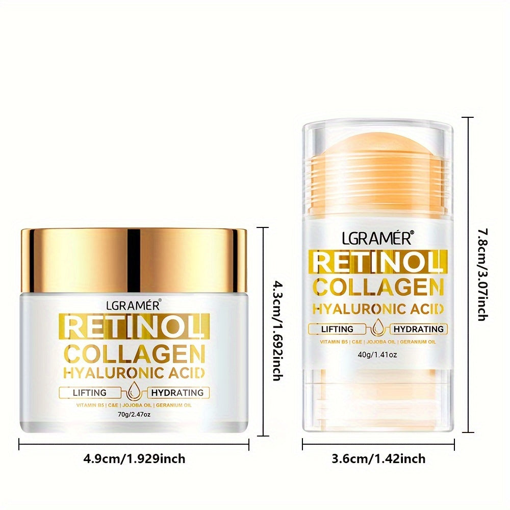 Retinol Collagen Skincare Set Facial NeckChest Moisturizing Firming Cream Bar Rich in Hyaluronic AcidVitamin for All Skin Types