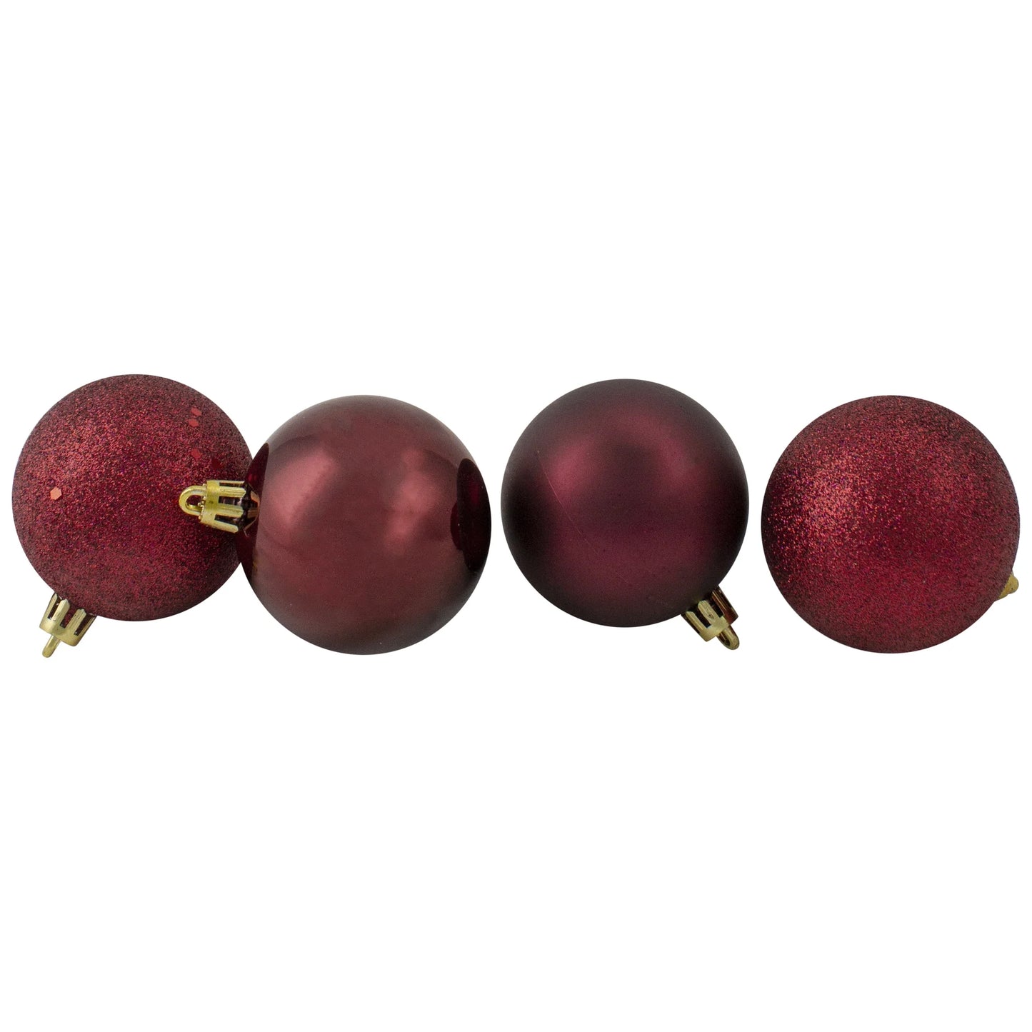 24Ct Burgundy Red Shatterproof 4-Finish Christmas Ball Ornaments 2.5" (60Mm)