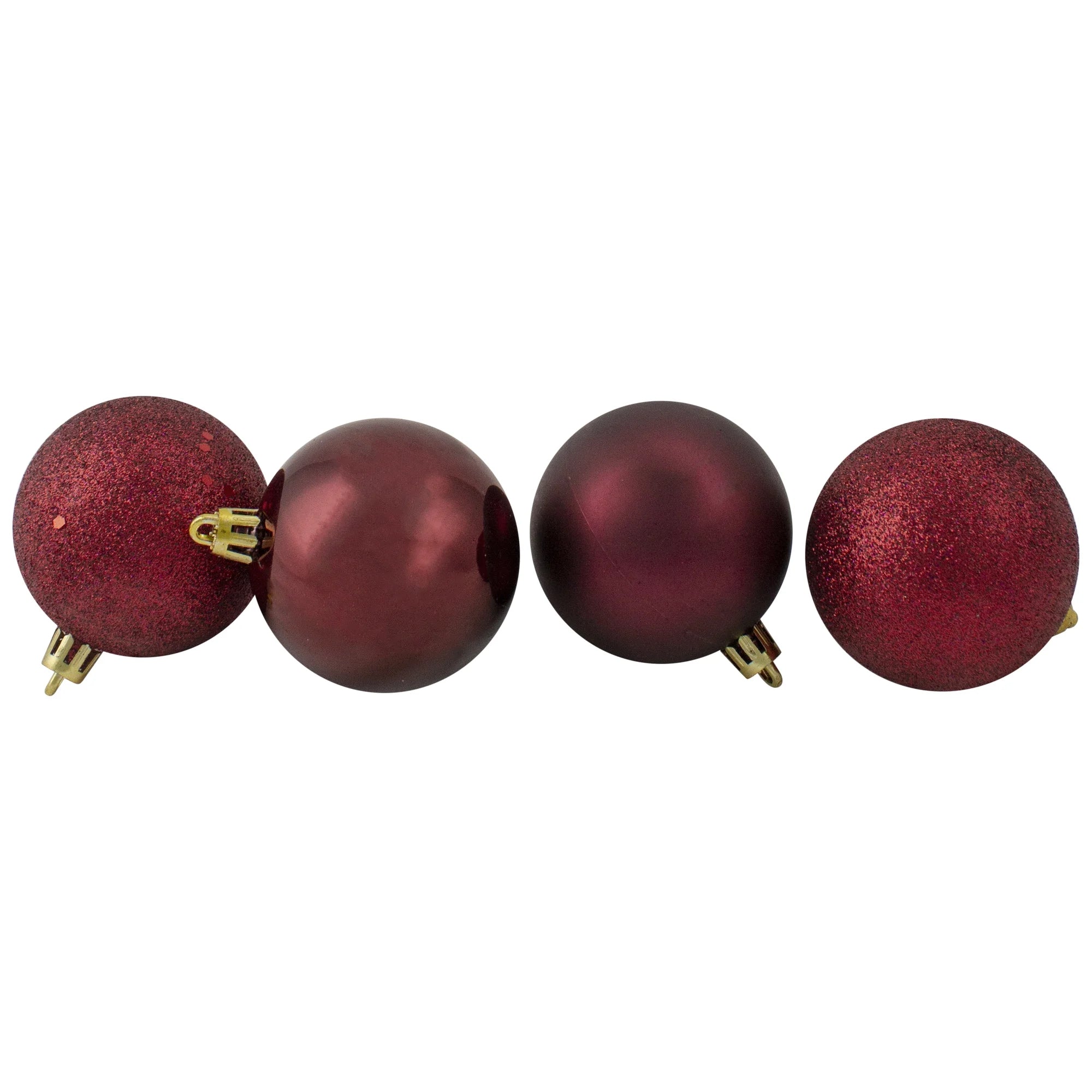 24Ct Burgundy Red Shatterproof 4-Finish Christmas Ball Ornaments 2.5" (60Mm)