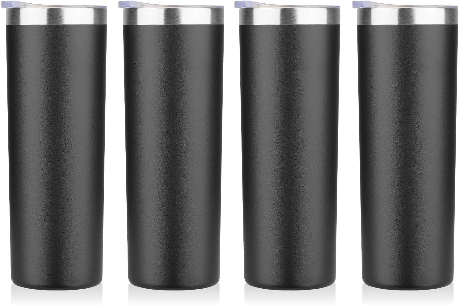 HASLE OUTFITTERS 20 Oz Skinny Tumblers Bulk Set, Stainless Steel Insulated Slim Tumblers with Lids Travel Water Cups(Stainless Steel, 8)
