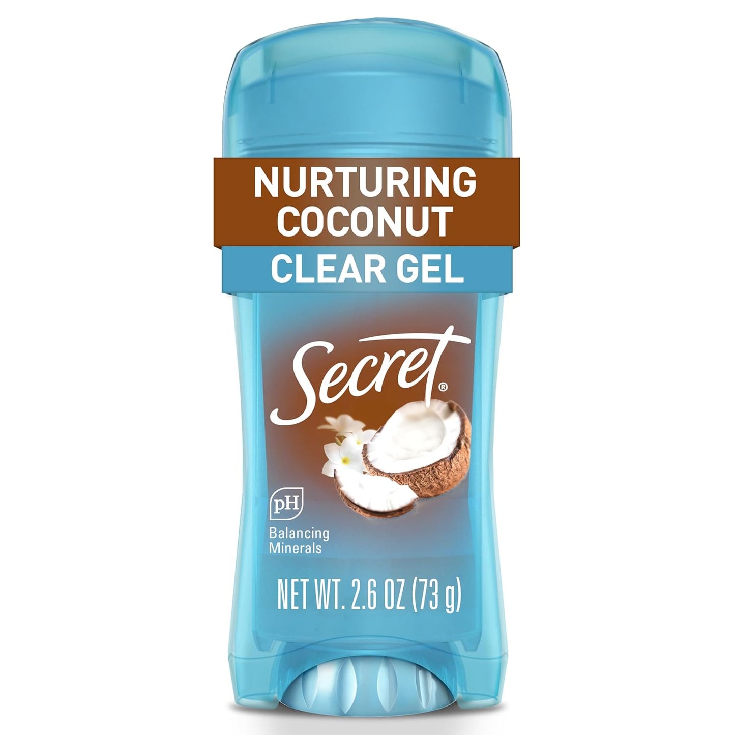 Secret Fresh Antiperspirant Deodorant for Women, 72Hr Breathable Sweat & Odor Protection, Instant Freshness & Gentle, PH Balancing Minerals, Clear Gel, Nurturing Coconut Scent, 2.6 Oz
