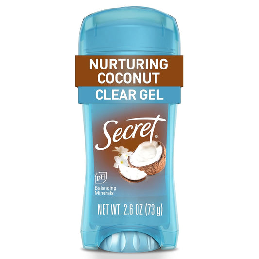 Secret Fresh Antiperspirant Deodorant for Women, 72Hr Breathable Sweat & Odor Protection, Instant Freshness & Gentle, PH Balancing Minerals, Clear Gel, Nurturing Coconut Scent, 2.6 Oz